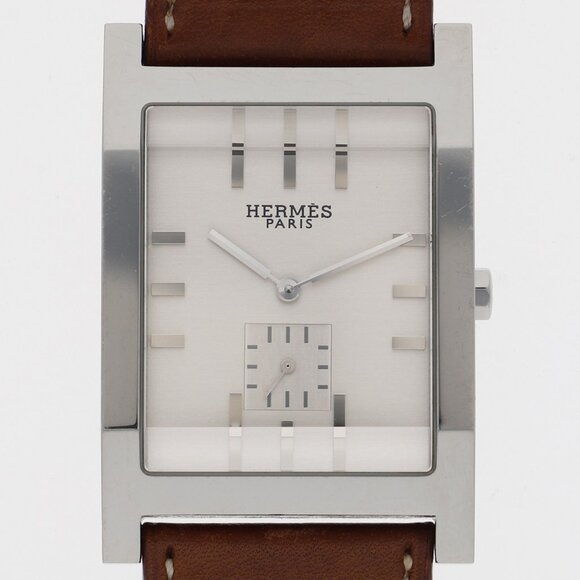 WATCH HERMES TA1.810 tandem Silver SS/leather QZ - Picture 1 of 6